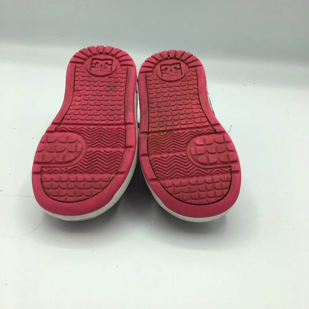 DC Shoes Girls Athletic Sneakers Pink White Lace Up Leather Perforated size 5